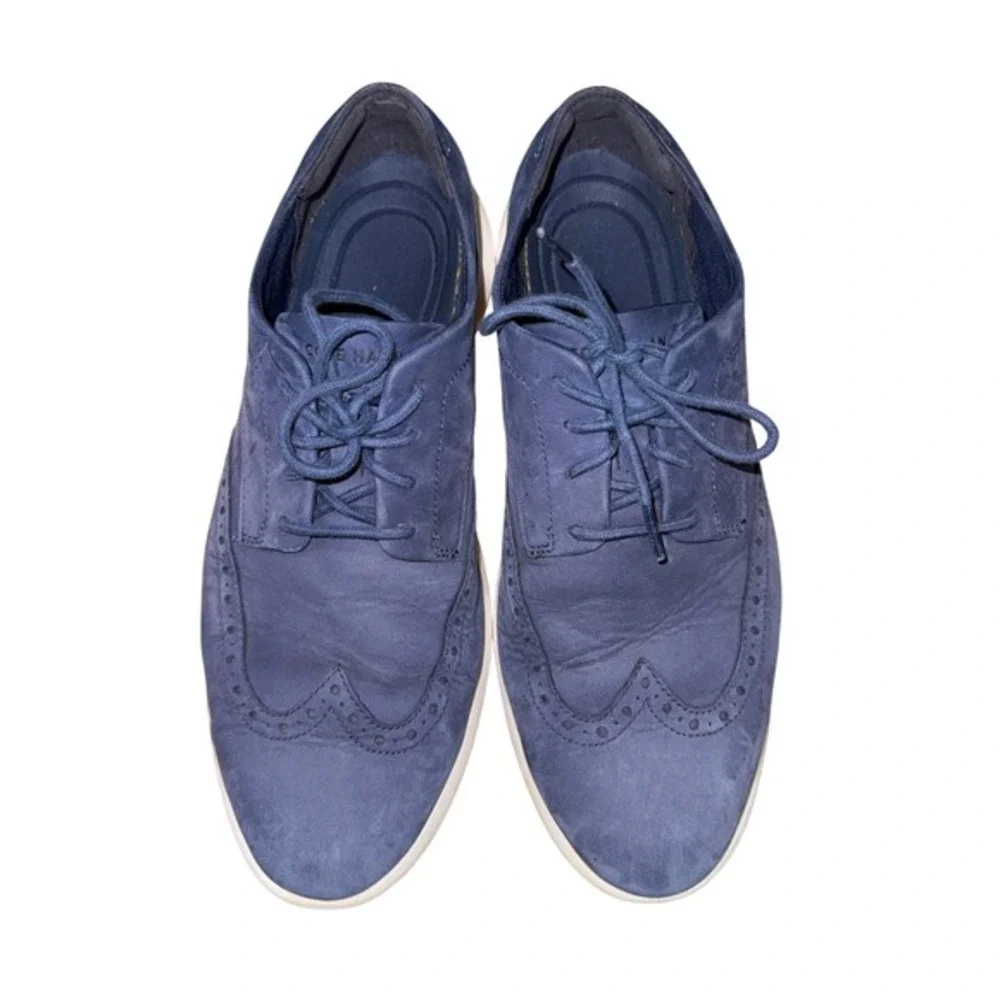 Cole Haan‎ Grand Mens 10M Pre-Owned Troy Wingtip Oxford Marine Blue White C33766